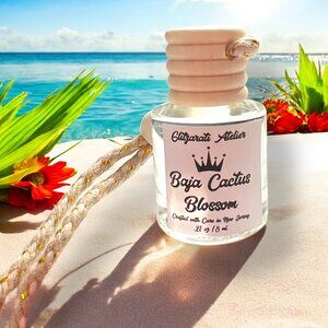 Baja Cactus + Blossom Hanging Glass Car Oil Diffuser Freshener 8ml